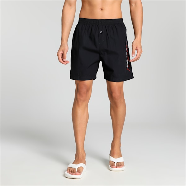 Men's Woven Boxers Pack of 2, PUMA Black-Rhubarb, extralarge-IND
