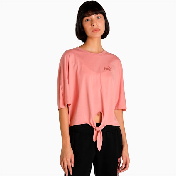Essential Knot Detail Crop Women's Relaxed Fit T-Shirt, Rosette, extralarge-IND