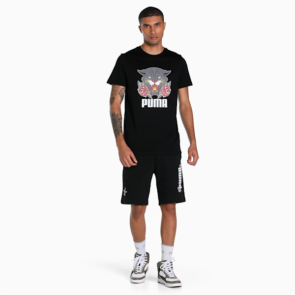 PUMAx1DER Men's Grunge Logo Slim Fit T-Shirt, Puma Black, extralarge-IND