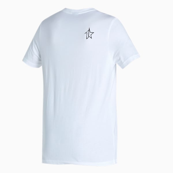 PUMAx1DER Men's Grunge Logo Slim Fit T-Shirt, Puma White, extralarge-IND