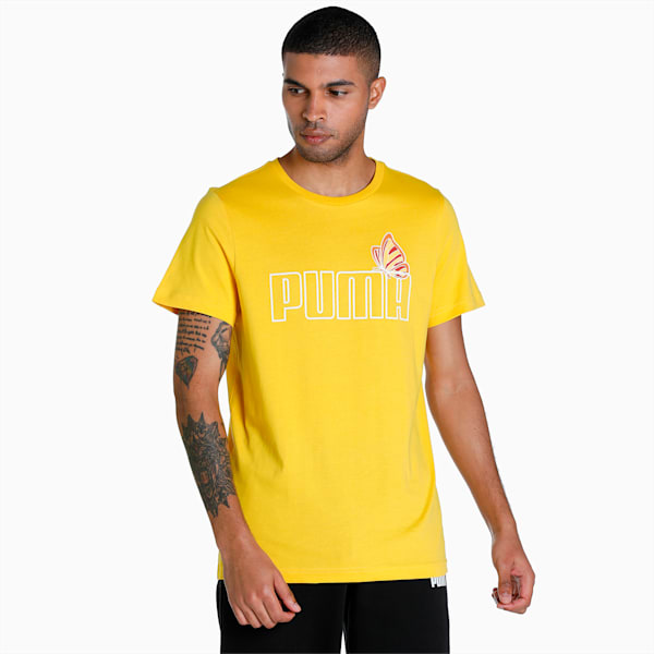 PUMAx1DER Men's Logo Slim Fit T-Shirt, Sun Ray Yellow, extralarge-IND