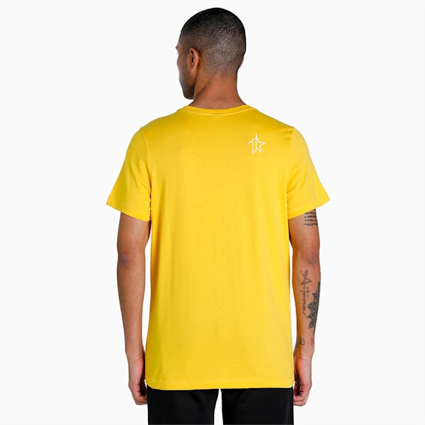 PUMAx1DER Men's Logo Slim Fit T-Shirt, Sun Ray Yellow, extralarge-IND