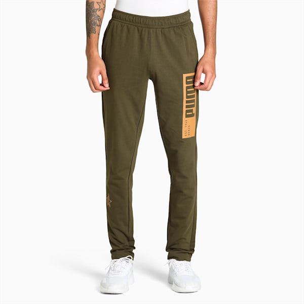 PUMAx1DER Graphic Men's Slim Fit Pants, Deep Olive, extralarge-IND