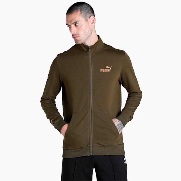 PUMAx1DER Graphic Men's Slim Fit Jacket, Deep Olive, extralarge-IND