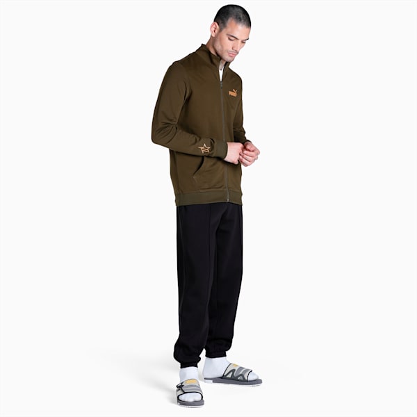 PUMAx1DER Graphic Men's Slim Fit Jacket, Deep Olive, extralarge-IND