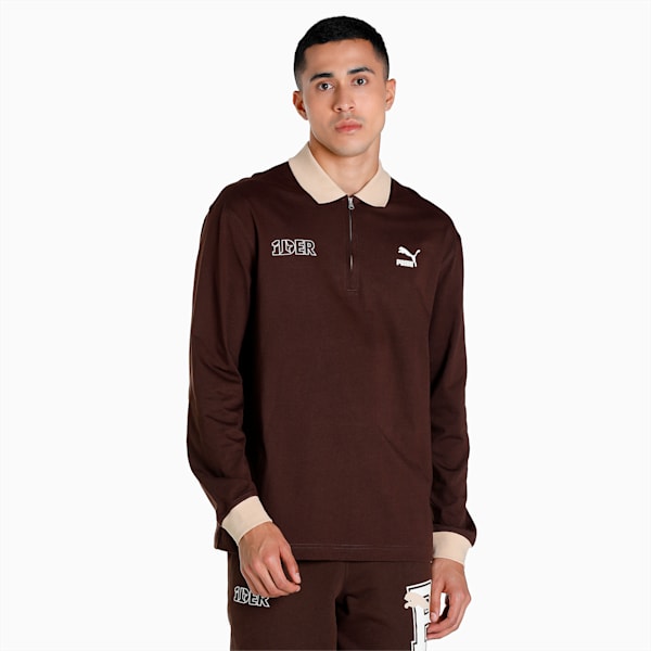 PUMAx1DER Men's Regular Fit Polo, Dark Chocolate, extralarge-IND