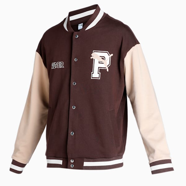 PUMAx1DER Varsity Men's Jacket, Dark Chocolate, extralarge-IND