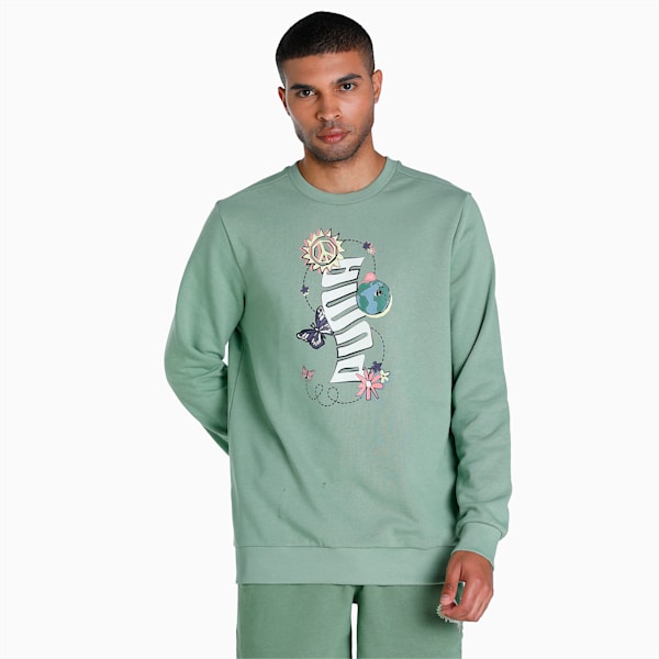 PUMAx1DER Men's Regular Fit FeelGood Crew-Neck Sweatshirt, Dusty Green, extralarge-IND