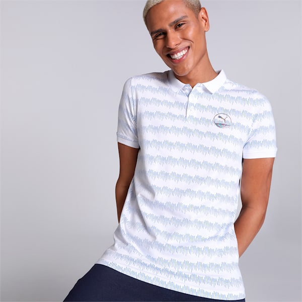 PUMA x one8 Men's Printed Slim Fit Polo, PUMA White, extralarge-IND