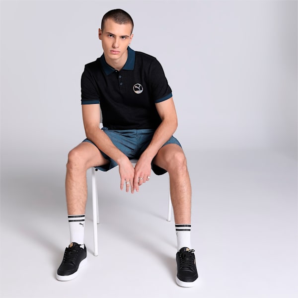 PUMA x one8 Jacquard Men's Slim Fit Polo, PUMA Black, extralarge-IND