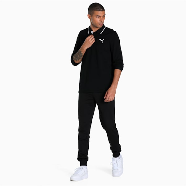 Long Sleeve Men's Regular Fit Polo, Puma Black, extralarge-IND
