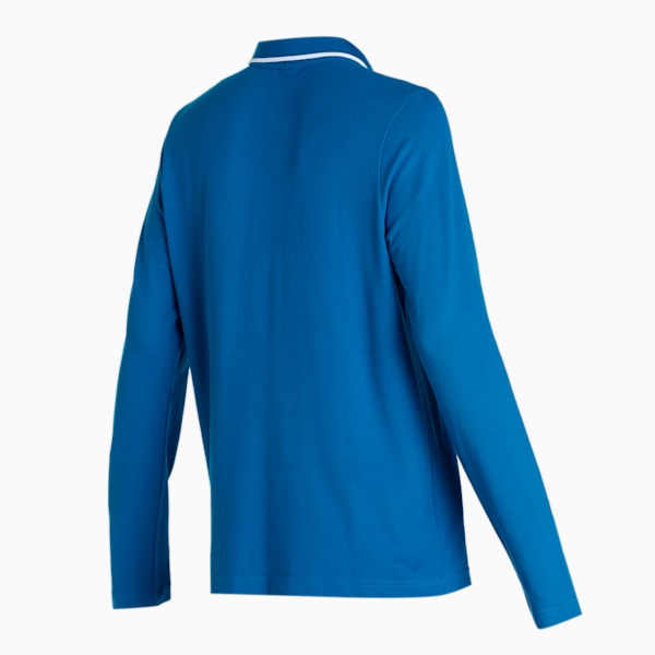 Long Sleeve Men's Regular Fit Polo, Lake Blue, extralarge-IND