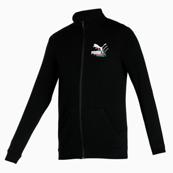 Knitted Multi Logo Men's Slim Fit Jacket, Puma Black, extralarge-IND