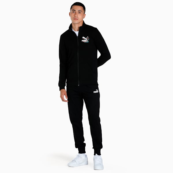 Knitted Multi Logo Men's Slim Fit Jacket, Puma Black, extralarge-IND