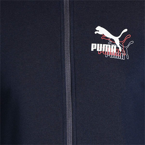 PUMA Knitted Multi Logo Men's Slim Fit Jacket, Peacoat, extralarge-IND