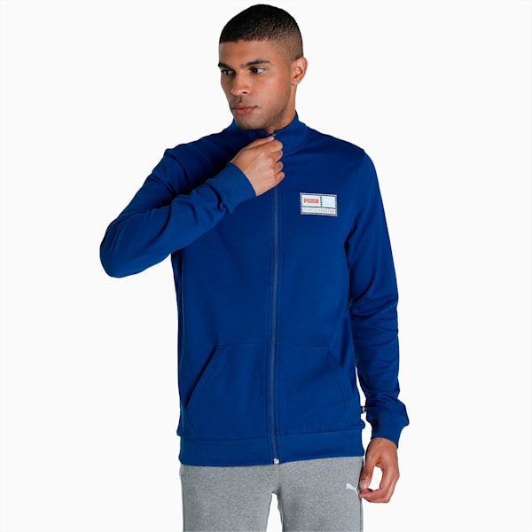 Knitted FF Logo Men's Slim Fit Jacket, Blazing Blue, extralarge-IND