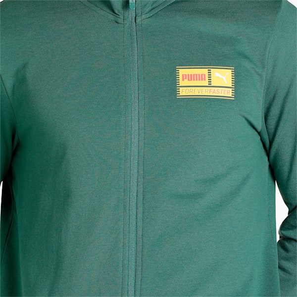 Knitted FF Logo Men's Slim Fit Jacket, Deep Forest, extralarge-IND