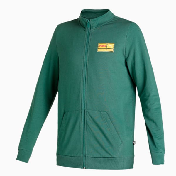 Knitted FF Logo Men's Slim Fit Jacket, Deep Forest, extralarge-IND