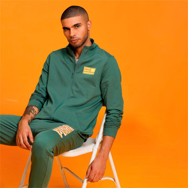 Knitted FF Logo Men's Slim Fit Jacket, Deep Forest, extralarge-IND