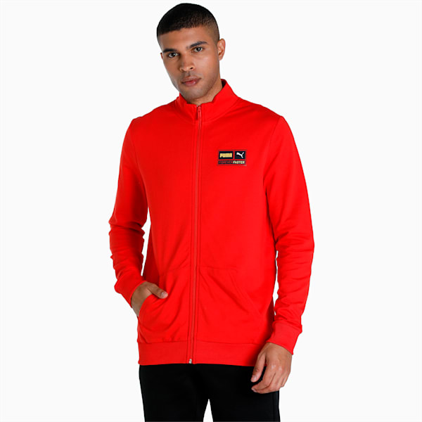 Knitted FF Logo Men's Slim Fit Jacket, Burnt Red, extralarge-IND