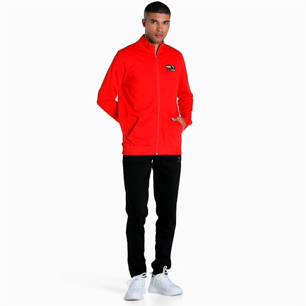 Knitted FF Logo Men's Slim Fit Jacket, Burnt Red, extralarge-IND