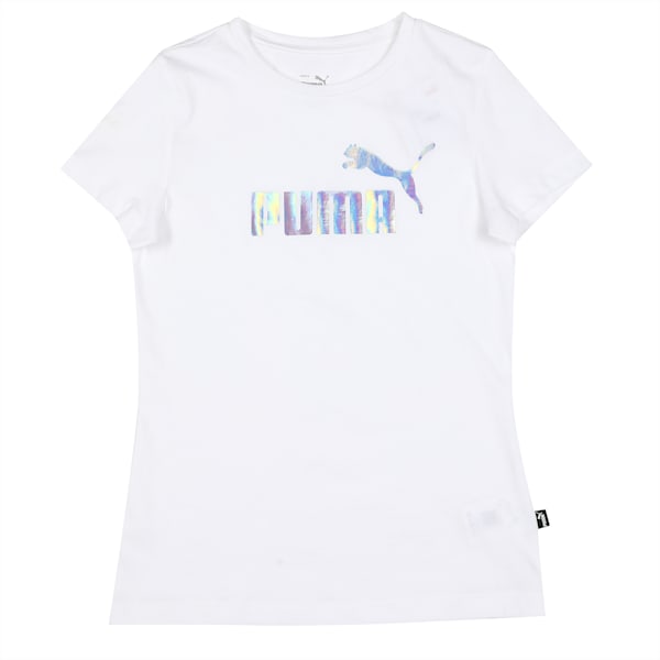Nova Shine Logo Girl's Regular Fit T-Shirt, PUMA White, extralarge-IND