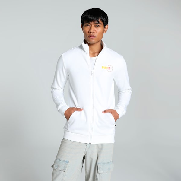 Knitted Sports Logo Men's Slim Fit Jacket, Puma White, extralarge-IND