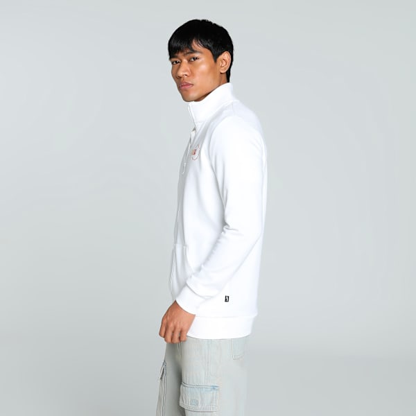 Knitted Sports Logo Men's Slim Fit Jacket, Puma White, extralarge-IND