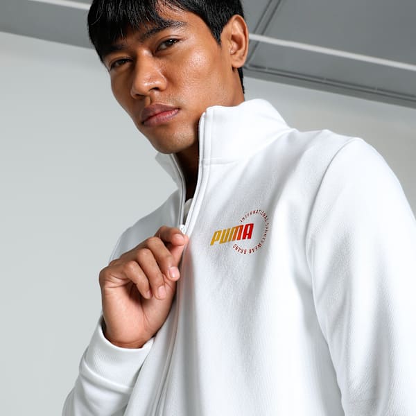 Knitted Sports Logo Men's Slim Fit Jacket, Puma White, extralarge-IND