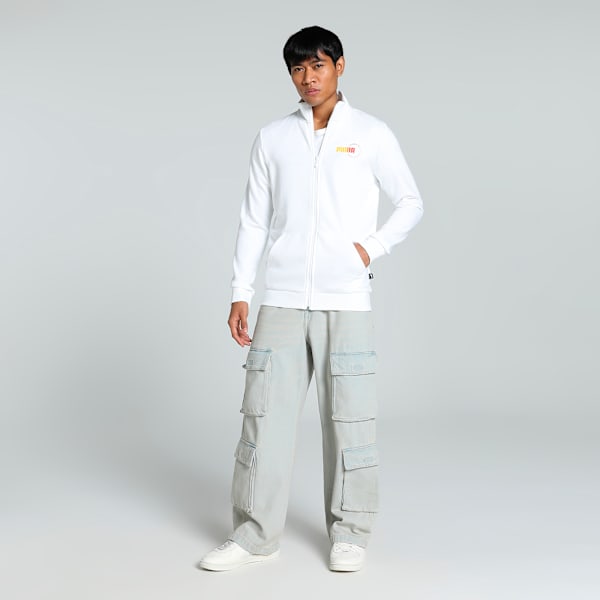 Knitted Sports Logo Men's Slim Fit Jacket, Puma White, extralarge-IND