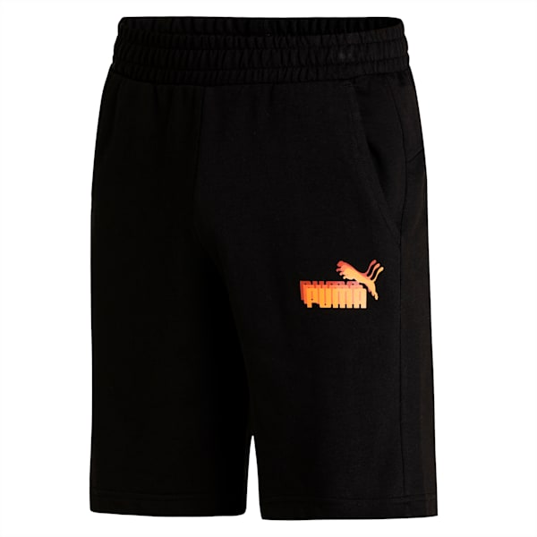 Men's Multi Logo Knitted Shorts, Puma Black, extralarge-IND