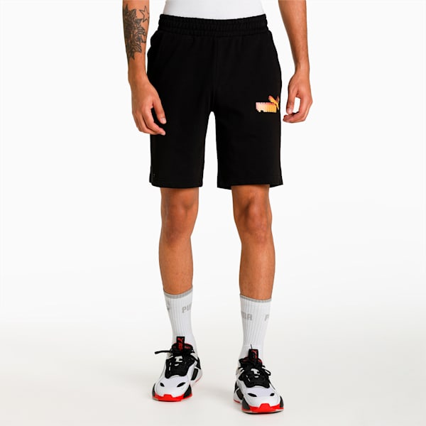 Men's Multi Logo Knitted Shorts, Puma Black, extralarge-IND