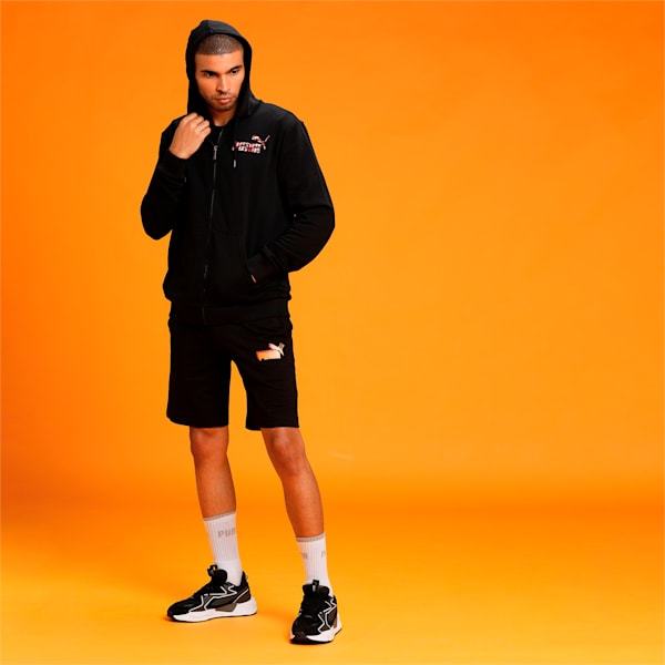 Men's Multi Logo Knitted Shorts, Puma Black, extralarge-IND