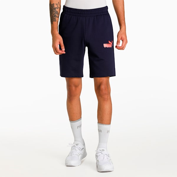 Men's Multi Logo Knitted Shorts, Peacoat, extralarge-IND