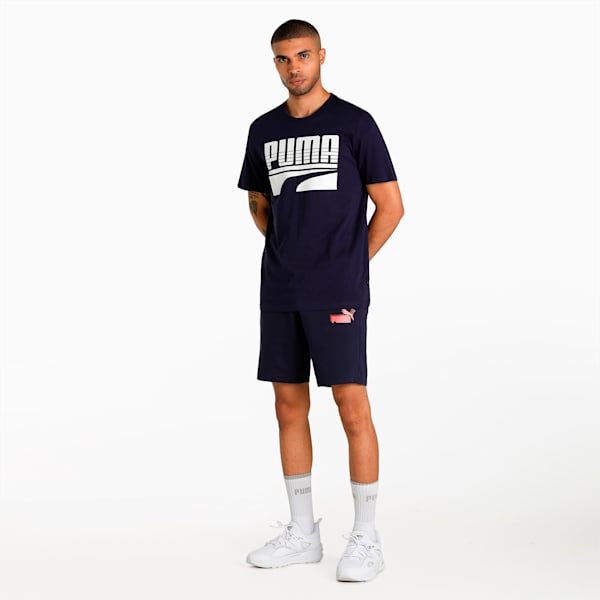 Men's Multi Logo Knitted Shorts, Peacoat, extralarge-IND