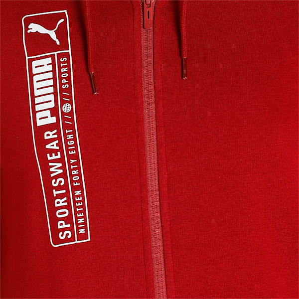 Futuristic Logo Men's Slim Fit Hoodie, Intense Red, extralarge-IND