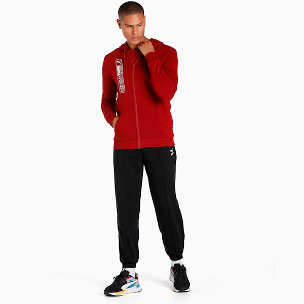 Futuristic Logo Men's Slim Fit Hoodie, Intense Red, extralarge-IND