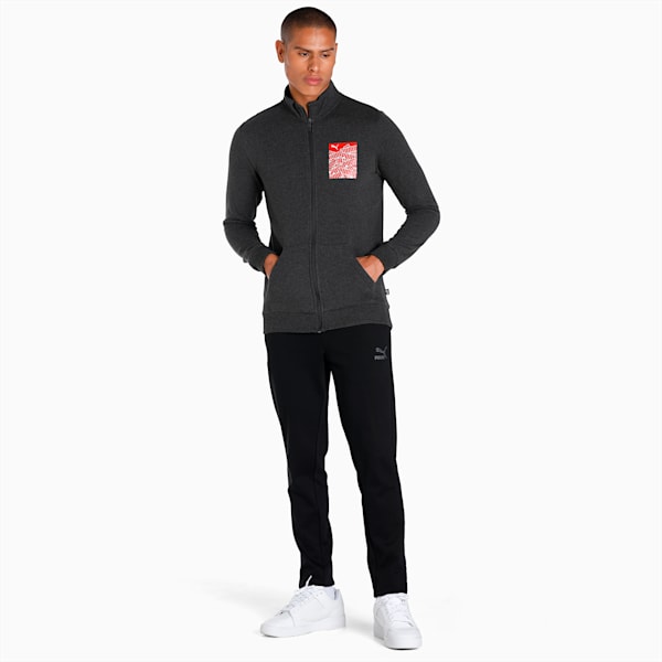Graphic Logo Men's Slim Fit Jacket, Dark Gray Heather, extralarge-IND