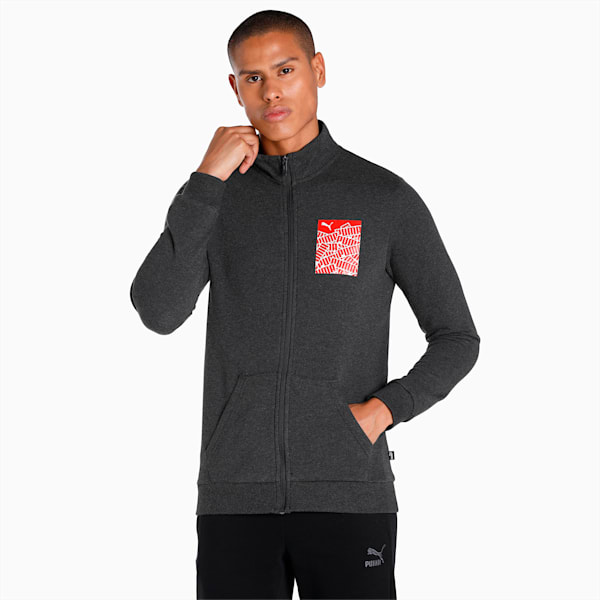 Graphic Logo Men's Slim Fit Jacket, Dark Gray Heather, extralarge-IND