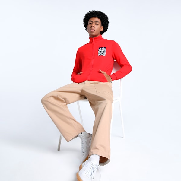 Graphic Logo Men's Slim Fit Jacket, For All Time Red, extralarge-IND