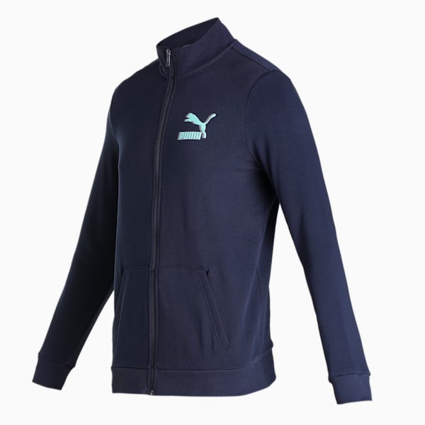 Knitted Multi Logo Men's Slim Fit Jacket, Peacoat, extralarge-IND