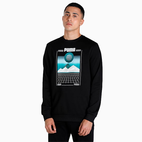 3D Graphic Men's Regular Fit Sweatshirt, Puma Black, extralarge-IND
