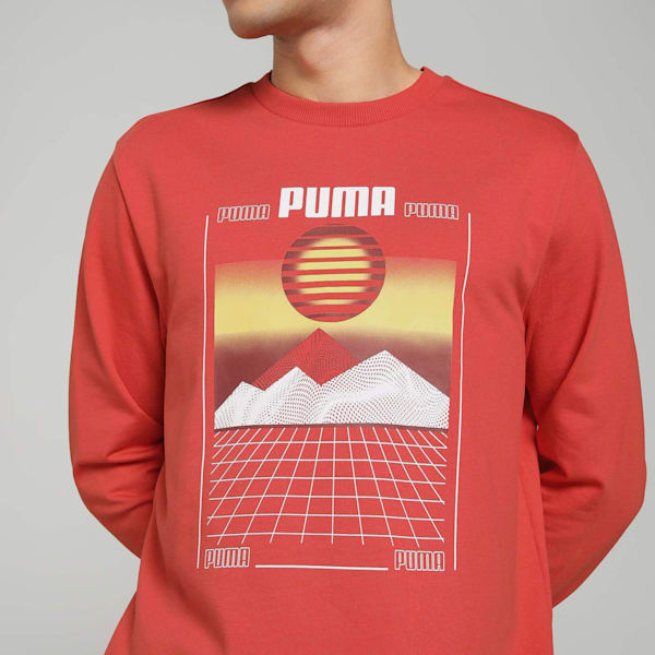 3D Graphic Men's Regular Fit Sweatshirt, Burnt Red, extralarge-IND