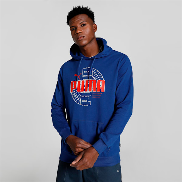 Ring Graphic Men's Regular Fit Hoodie, Blazing Blue, extralarge-IND