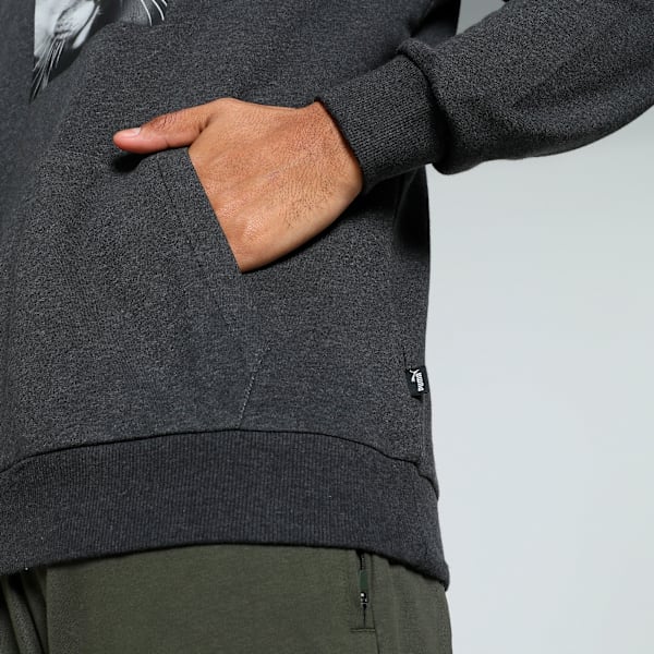 Cat Graphic Men's Regular Fit Hoodie, Dark Gray Heather, extralarge-IND