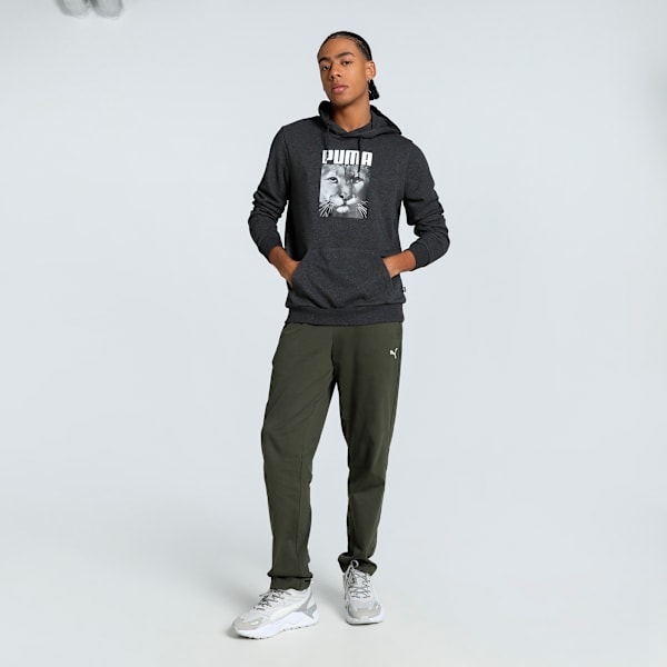 Cat Graphic Men's Regular Fit Hoodie, Dark Gray Heather, extralarge-IND