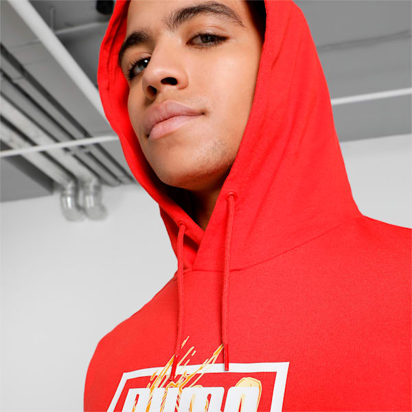 Patch Graphic Men's Regular Fit Hoodie, Burnt Red, extralarge-IND