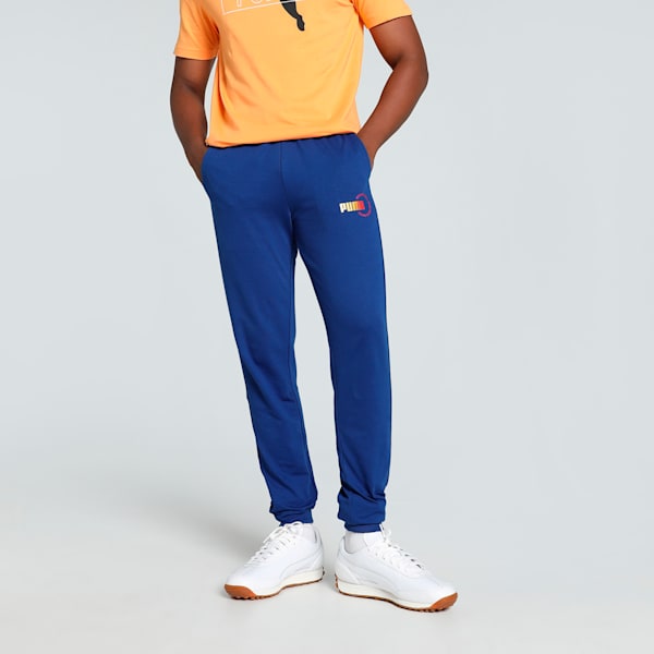 Futuristic Graphic Men's Slim Fit Pants, Blazing Blue, extralarge-IND