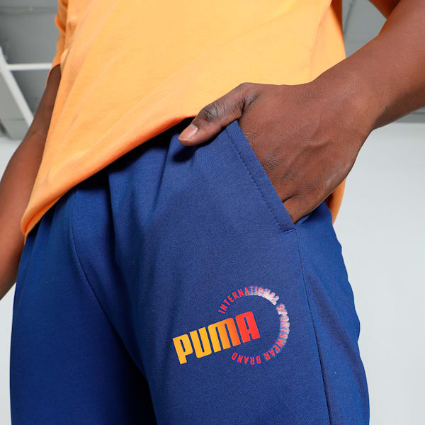 Futuristic Graphic Men's Slim Fit Pants, Blazing Blue, extralarge-IND