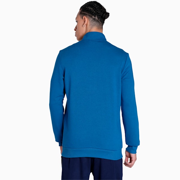 Abstract Logo Knitted Men's Slim Fit Jacket, Lake Blue, extralarge-IND